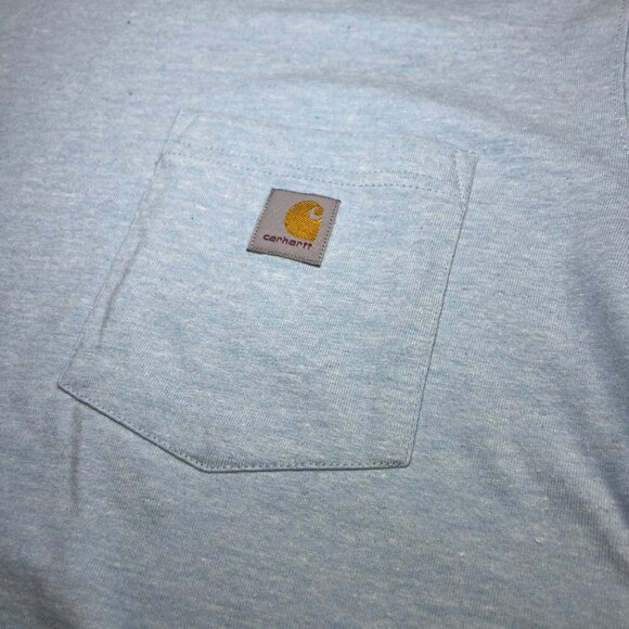 Women's Carhartt Light Blue Heather Loose Fit Pocket T-Shirt Workwear Small - Picture 9 of 11